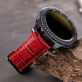 Red Crocodile Embossed Leather Samsung Watch Strap  99percenthandmade   