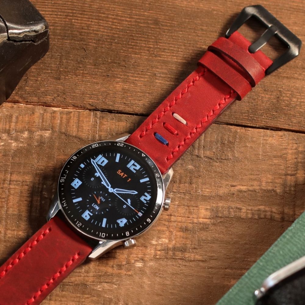 Red Leather Samsung Watch Strap  99percenthandmade   