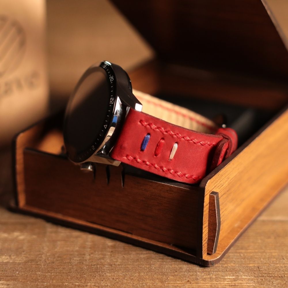 Red Leather Samsung Watch Strap  99percenthandmade   