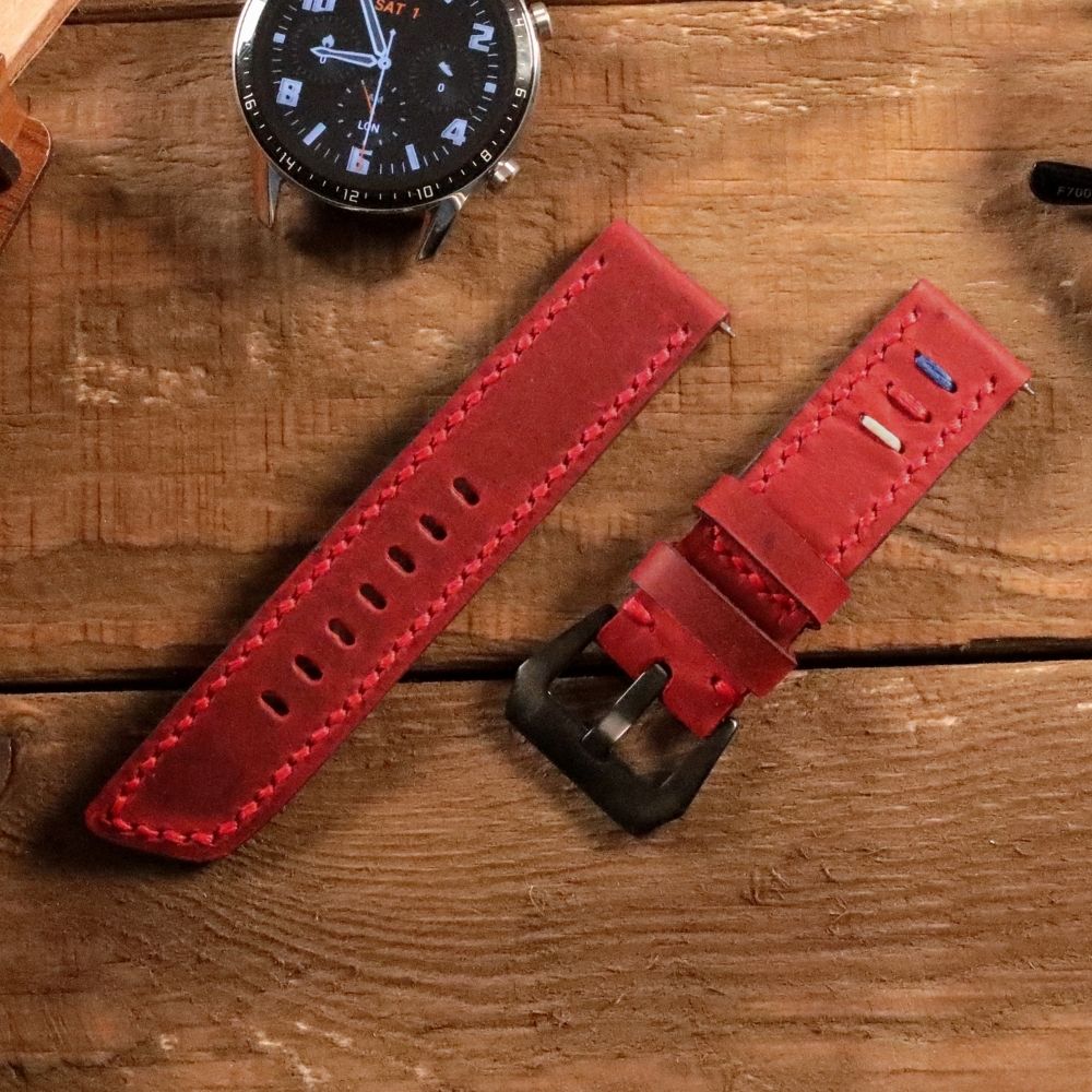 Red Leather Samsung Watch Strap  99percenthandmade   