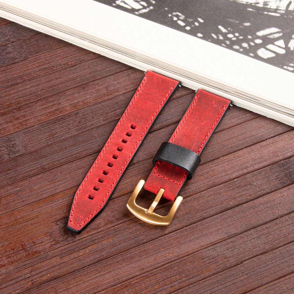 Red Leather Samsung Watch Strap  99percenthandmade   