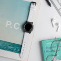 White Leather Samsung - Huawei Watch Strap  99percenthandmade   