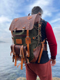 200USD Discount | Bushcraft Design Award | Handmade Leather and Canvas Backpack for Travel, Camping,Military | 45 Liter | Personalization  99percenthandmade   