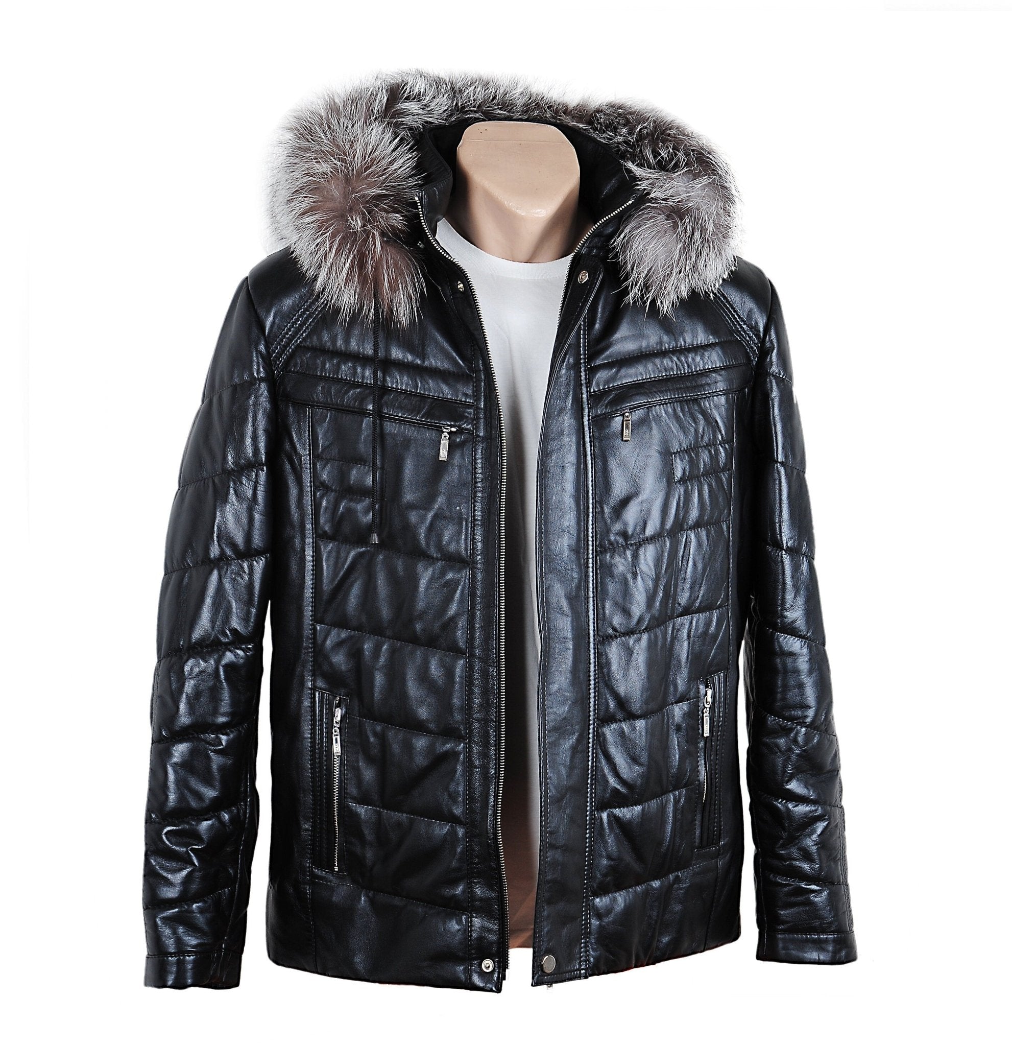 Warm Fleece Pu Jacket Men's Casual Solid Color Zip Fur - Temu