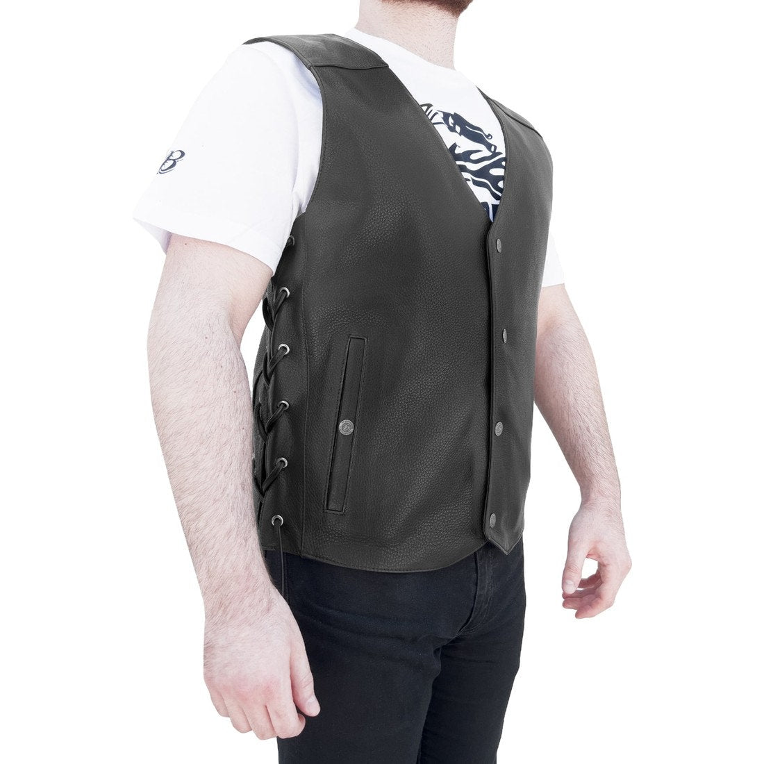 black leather vest for men