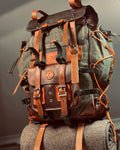 Camping Leather Backpack | Bushcraft Rucksack | Handmade Waxed Canvas Backpack for Travel, Camping, Hunting | 45 Liter | Personalization bushcraft - camping - hiking backpack 99percenthandmade   