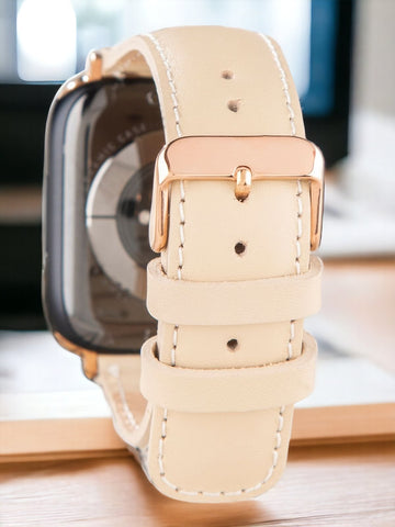 Cream Leather Apple Watch Strap  99percenthandmade   