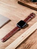 Crocodile Embossed Brown Leather Apple Watch Strap  99percenthandmade   