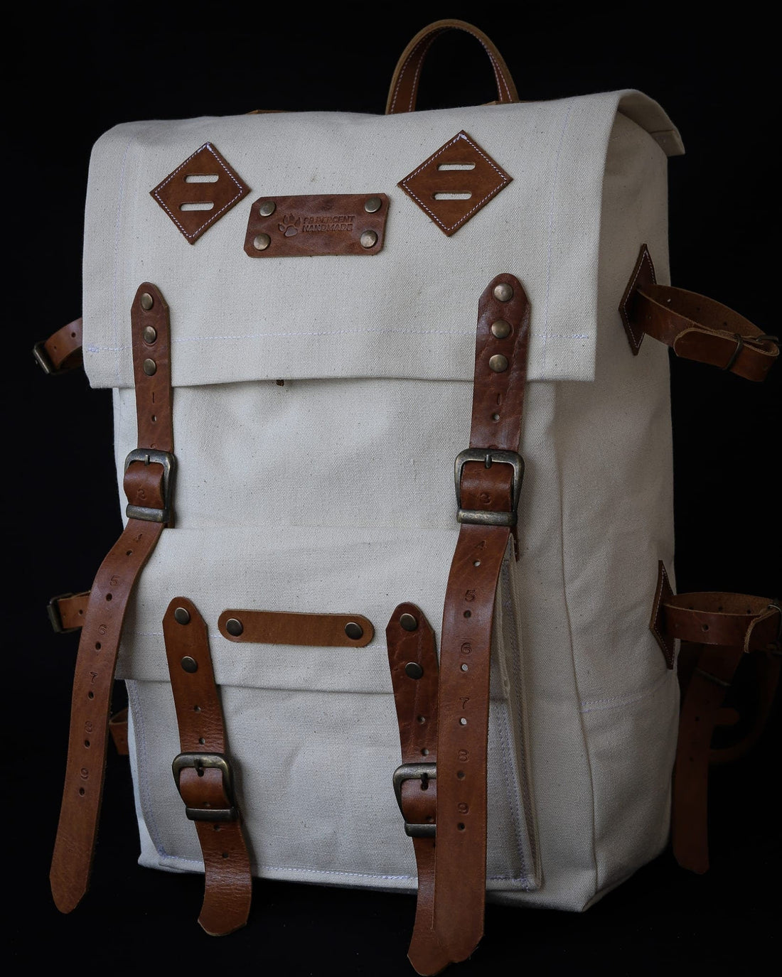 Model Name : Artemis Template | Custom Leather-Canvas Backpack with Canvas Flap, You can Redesign-Customize the item | 30 Liter to 80 Liter Options bushcraft backpack - camping backpack - hiking backpack 99percenthandmade   