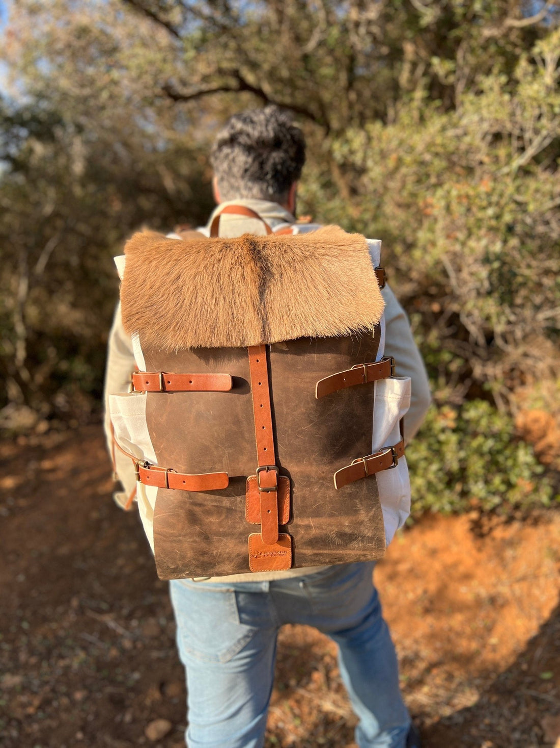 Goat Fur | Camping Backpack | Bushcraft Backpack | Bushcraft | Camping | Outdoor | Hiking | Handmade Backpack l  | 30,40,50 Litres option  99percenthandmade 30 With Fur white