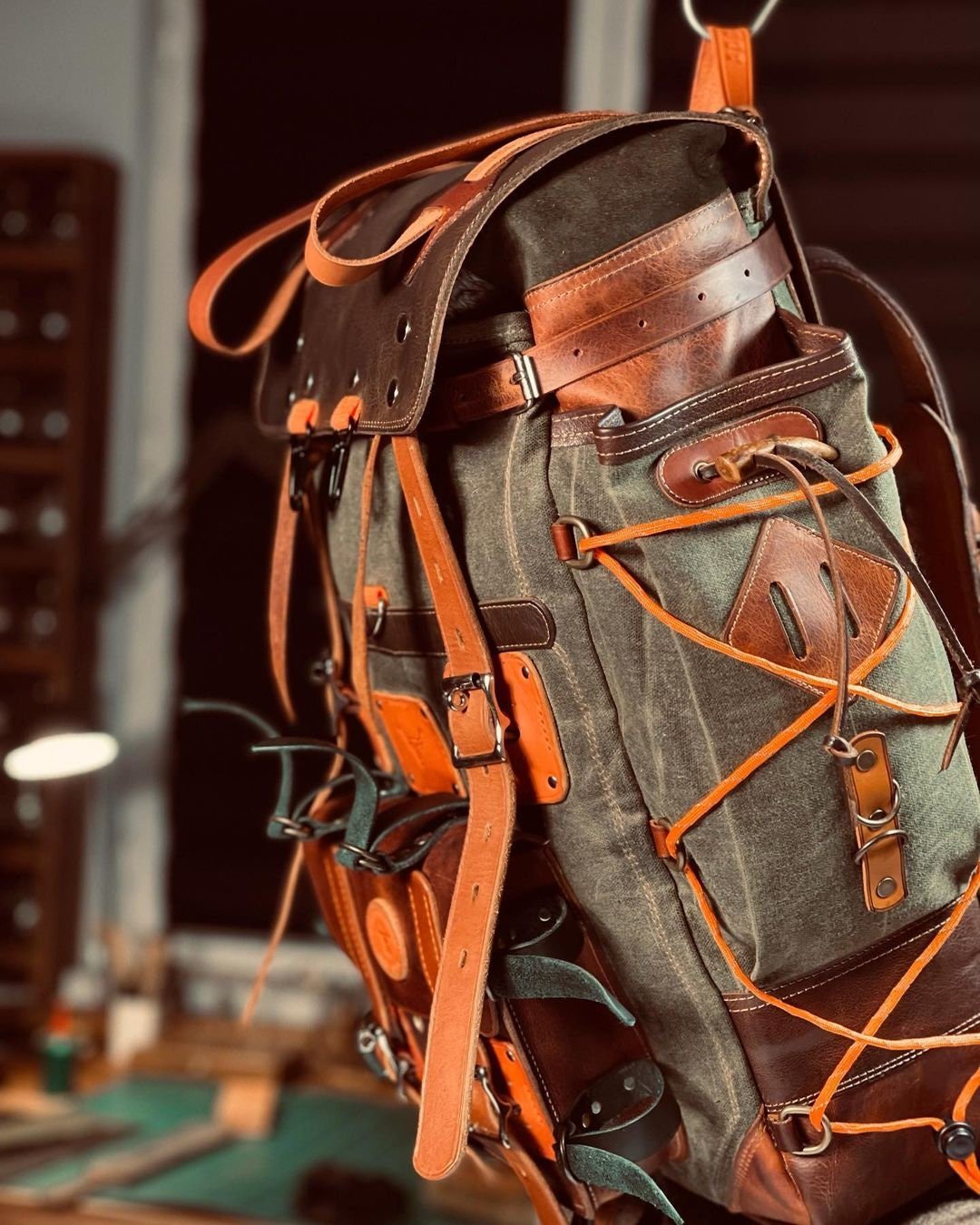 Handcrafted Alligator Skin Backpack Shoulder Bag Travel Bag