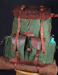 Green Bestseller | Leather Backpack | Waxed Canvas Bag | Travel | Bushcraft | Camping | Green, Brown Options | 50 Liters | Personalization bushcraft - camping - hiking backpack 99percenthandmade   