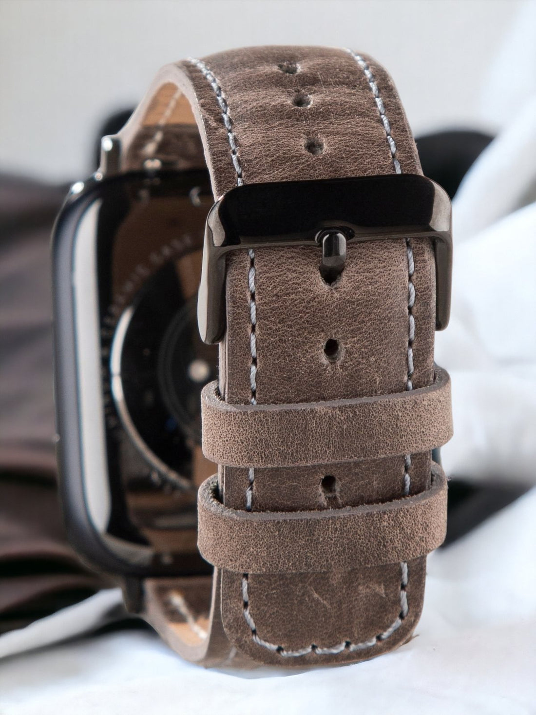 Grey Leather Apple Watch Strap  99percenthandmade   