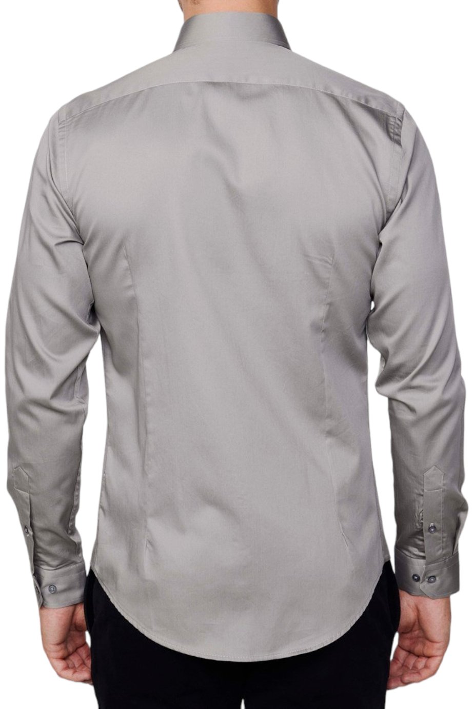 Grey Slim Fit Long Sleeve Cotton Satin Shirt 99percenthandmade   