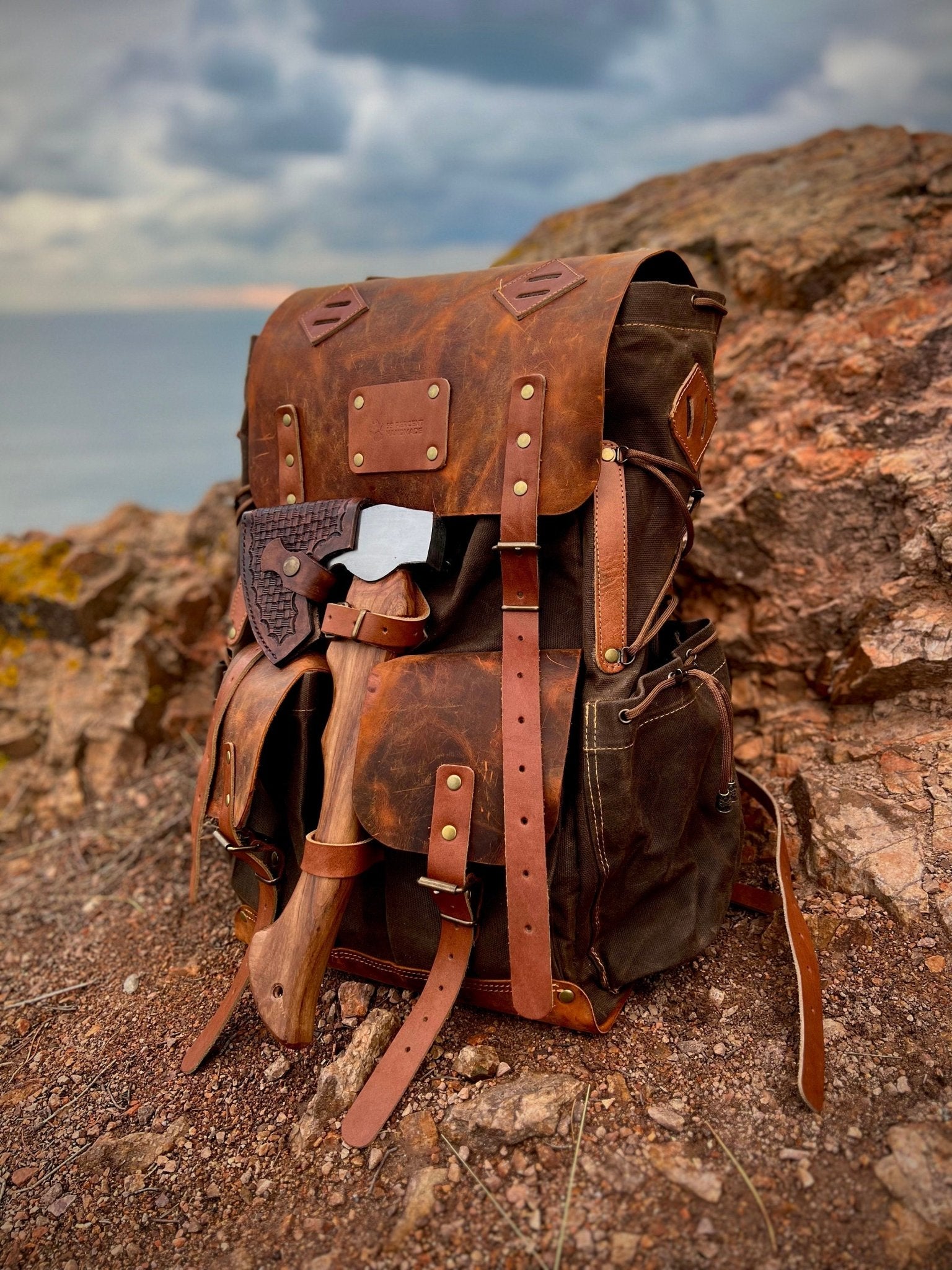 Waterproof wax canvas hiking fishing hunting bag backpack outdoor