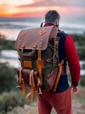 Handmade | Bushcraft Backpack | Canvas Leather Backpack | 50 L  | Daily Use | Bushcraft, Travel, Camping, Hunting, Fishing, Sports bag  99percenthandmade   