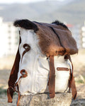 Handmade Genuine White Leather and Waxed Canvas Backpack for Travel, Camping, Daily Use | 20 Litres | Personalization for your request bushcraft - camping - hiking backpack 99percenthandmade   