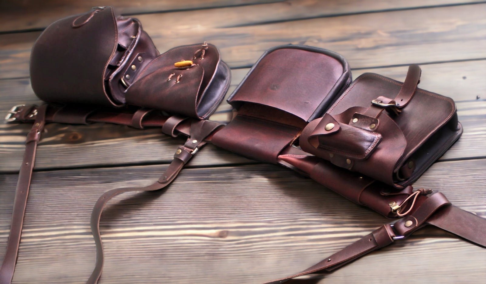 Handmade | Hunting Bag | Cartridge Bag | Suspenders Kit With Personalization | Panier Bag | Load Carrying Bag | Knife sheath  99percenthandmade XS - 75 Brown 