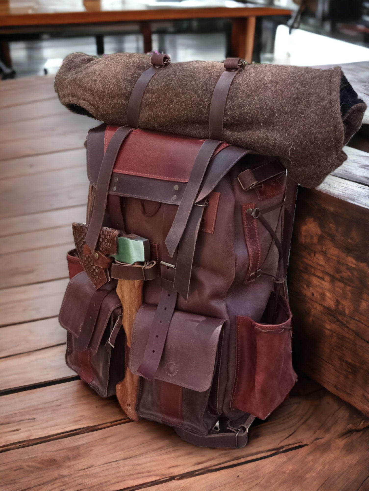 Handmade Leather Backpack Purselaptop Backpackleather Bag 
