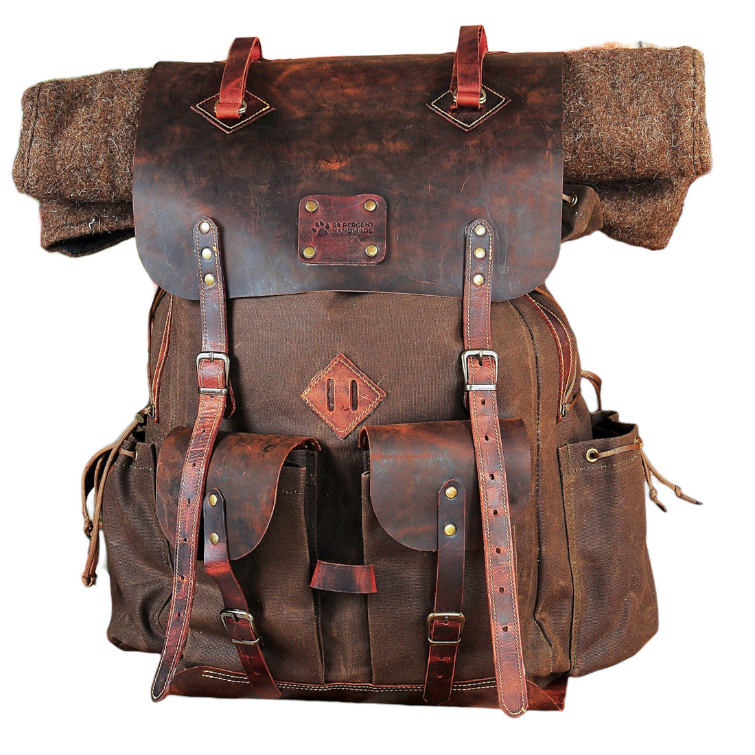 Hiking | Hiking Backpack | Hiking Bag | Leather and Canvas Backpack | Leather | Canvas | Camping Backpack | Bushcraft  | Camping | Rucksack bushcraft - camping - hiking backpack 99percenthandmade   