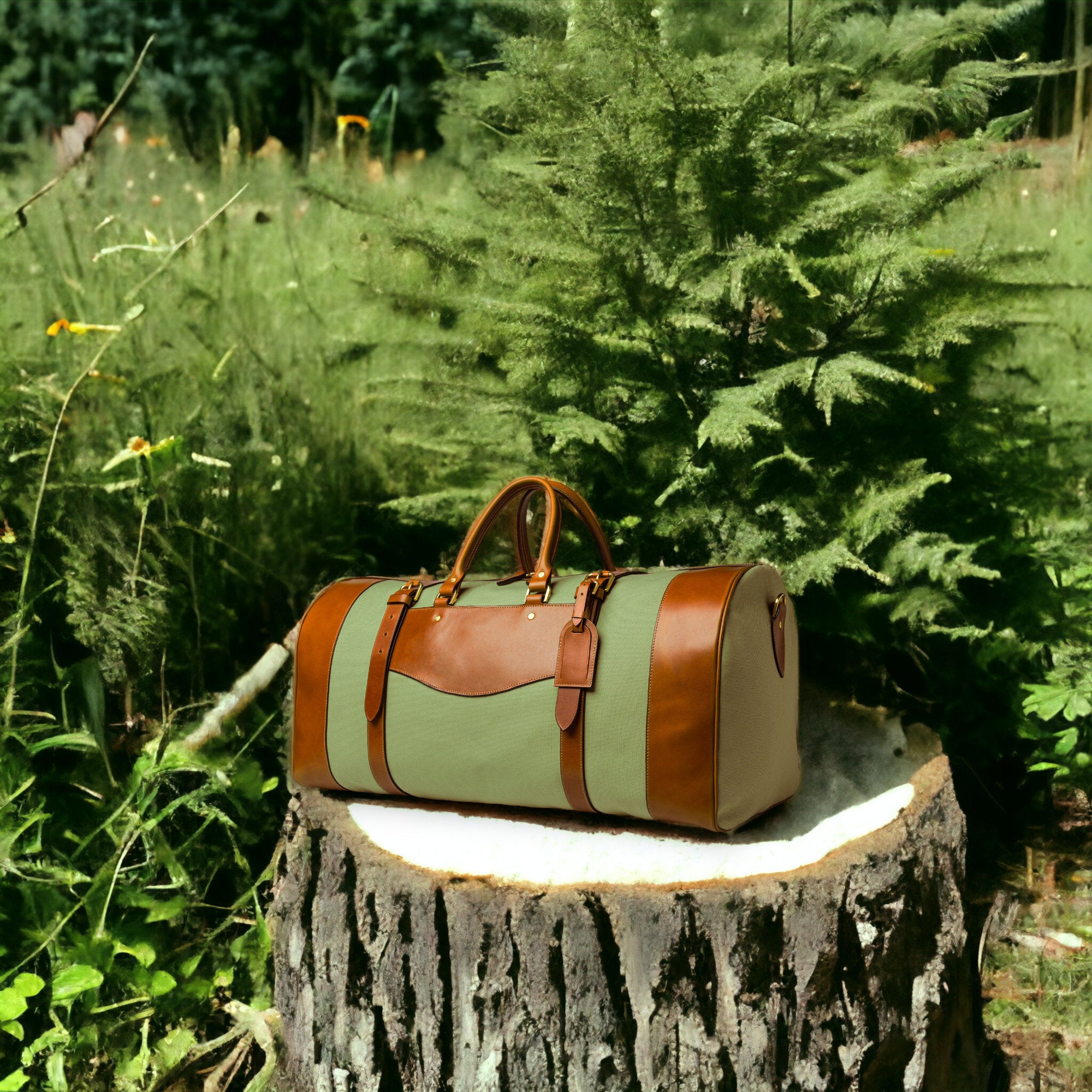 Canvas and clearance leather weekend bag