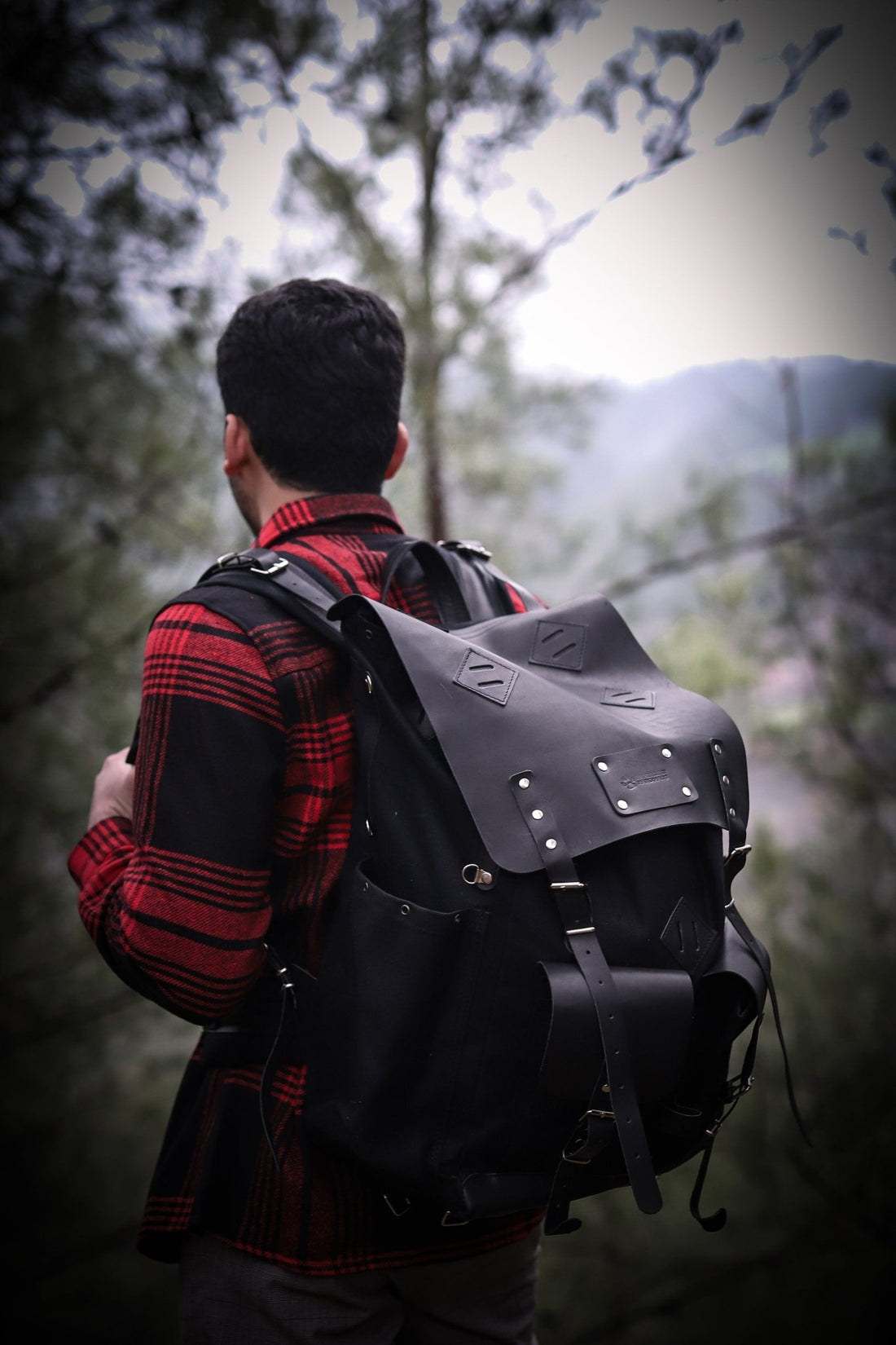 Limited Bestseller Custom Genuine Black Waxed Canvas with Leather Details Backpack for Travel, Camping | 60 Liters | Personalization