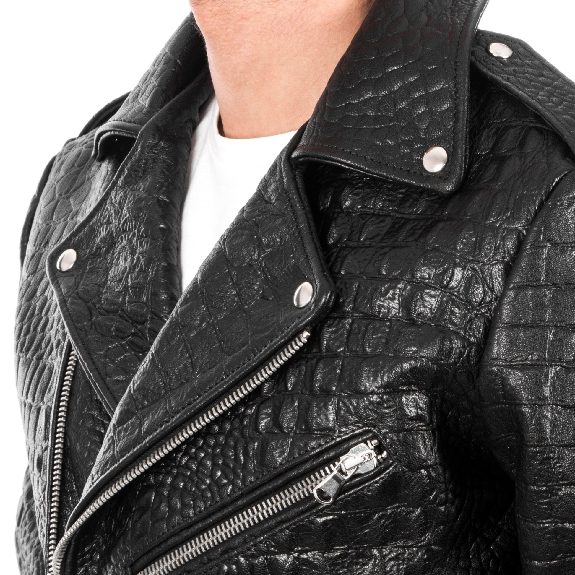 Saint Laurent Crocodile Embossed Jacket in Black for Men