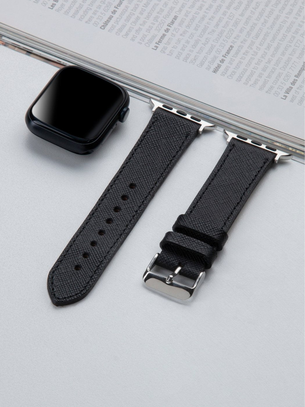 VegTan Black Leather Apple Watch Strap  99percenthandmade   