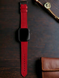 VegTan Red Leather Apple Watch Strap  99percenthandmade   