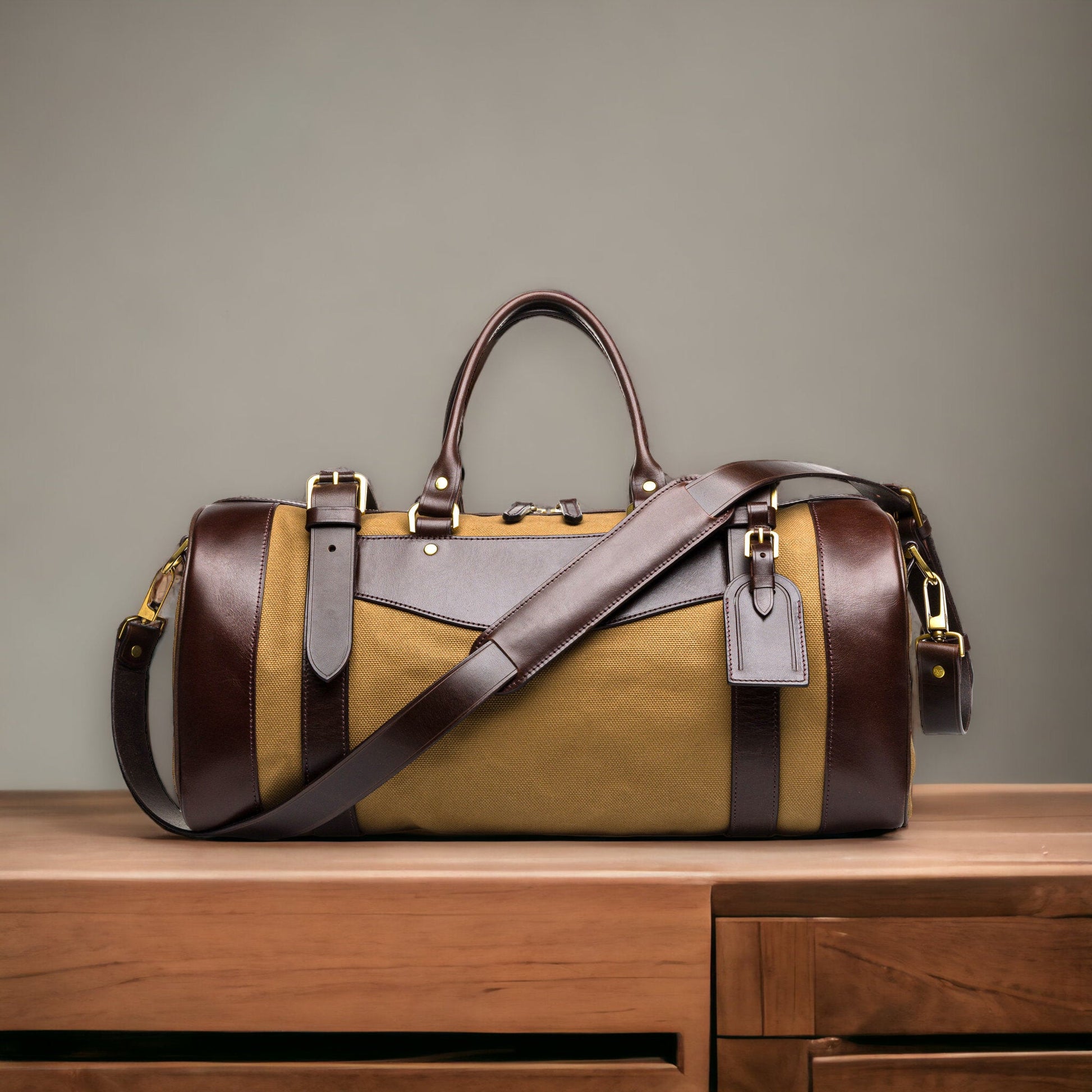 Handmade Leather Barrel Bag - Dark Brown